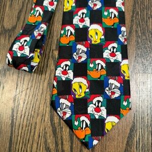 Vintage Looney Tunes Mania Christmas Tie Bugs Bunny Tweety Christmas Tie